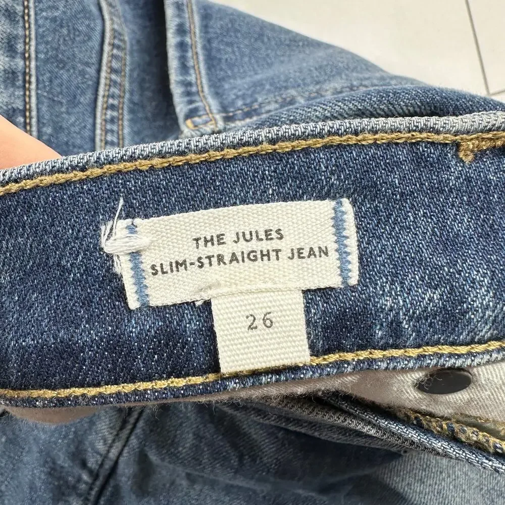 Madewell Jeans Womens 26 Blue Jules Slim Straight Concho Wash Comfort Stretch